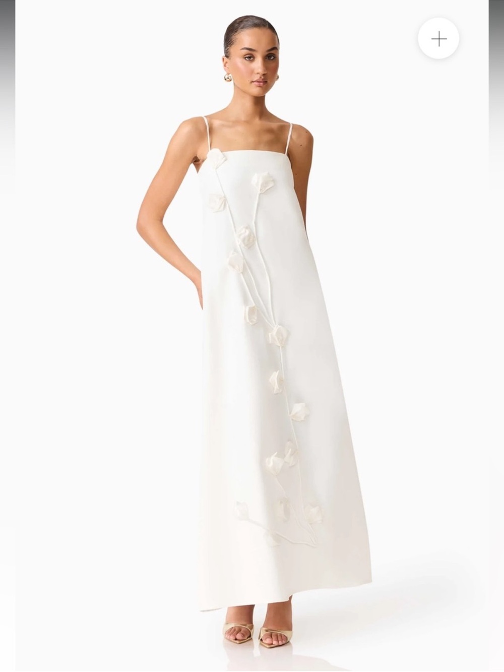 elliatt nolana white 3d floral applique bridal maxi gown dress size medium NEW - Picture 3 of 15